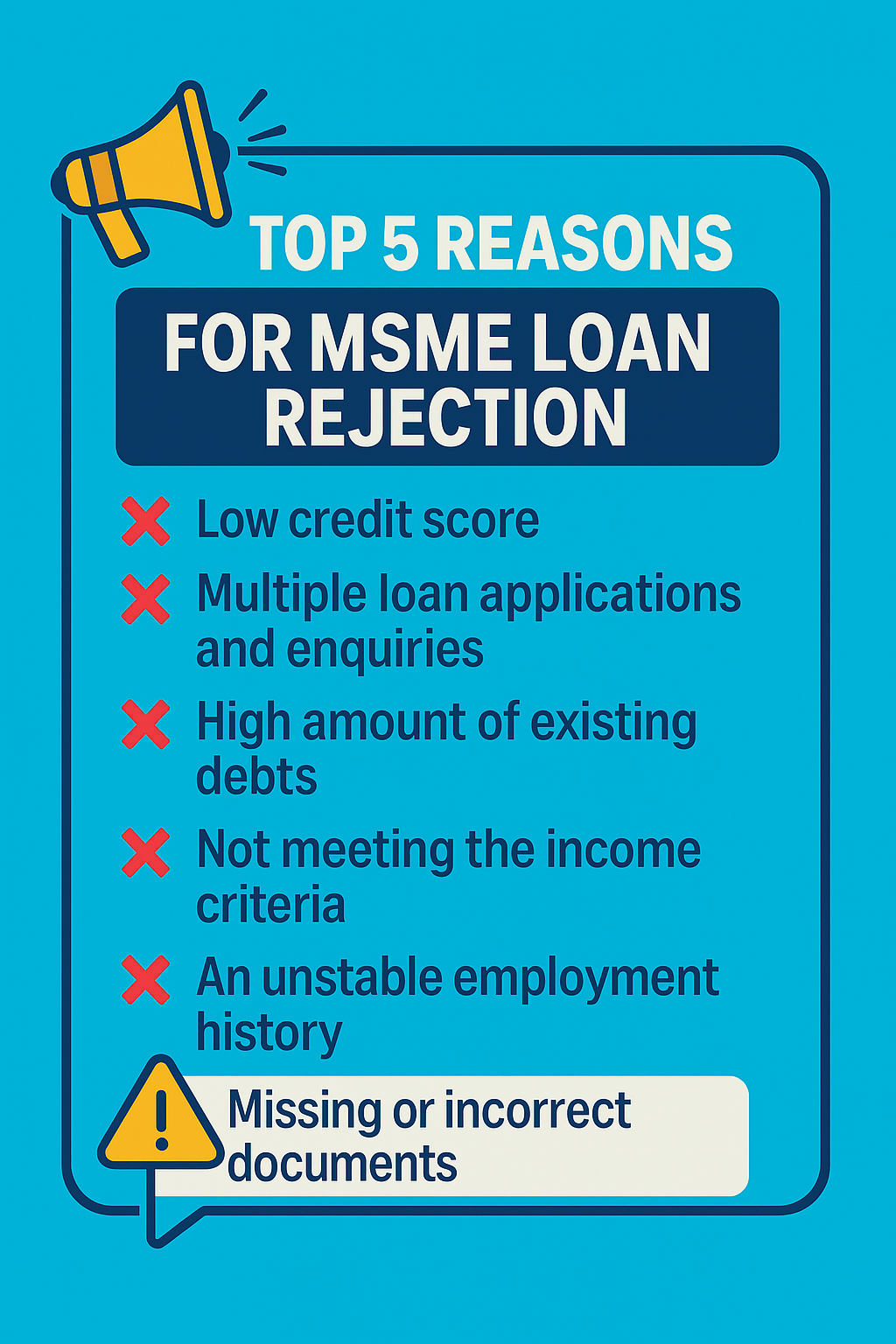 Top 5 MSME Loan Rejection Reasons